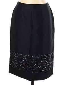 Ann Taylor Silk Skirt, Black embellished with beads & sequins.